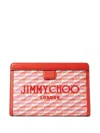 JIMMY CHOO AVENUE POUCH IN PAPRIKA/BABY PINK MIX