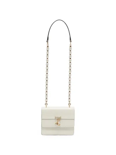 Pre-owned Jimmy Choo Avenue Quad Pearl-strap Shoulder Bag In White