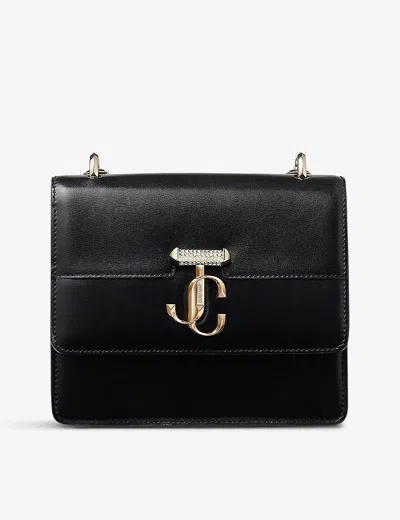 Jimmy Choo Avenue Quad Xs Leather Shoulder Bag In Black/light Gold