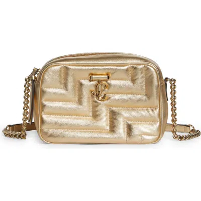 Jimmy Choo Avenue Quilted Leather Camera Crossbody Bag In Gold/light Gold