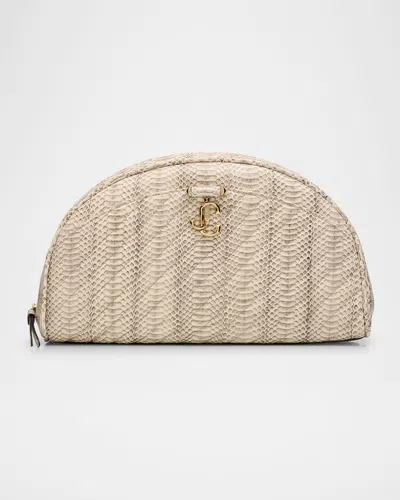 Jimmy Choo Avenue Quilted Snakeskin-print Leather Pouch In Multi
