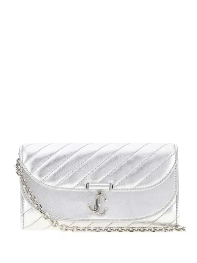 Jimmy Choo Avenue Quilted Wallet Bag In Silver