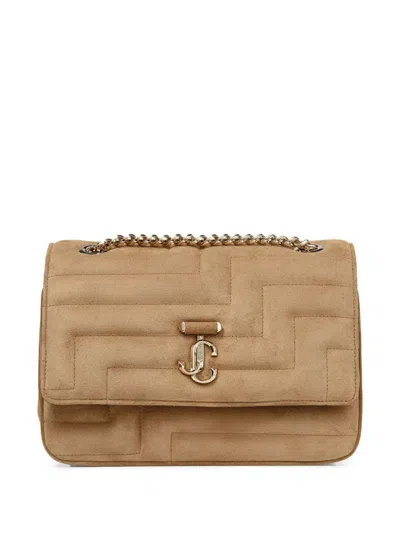 Jimmy Choo Avenue Soft Shoulder Bag In Rattan/light Gold