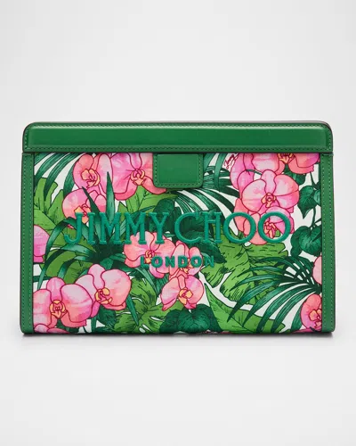 Jimmy Choo Avenue Tropical Printed Pouch Clutch Bag