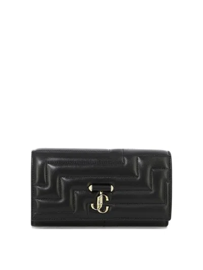 Jimmy Choo "avenue" Wallet With Pearl Strap In Black