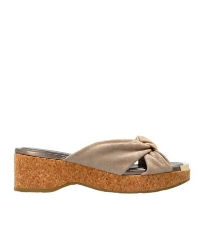 Jimmy Choo Avenue Wedge 50 Knot Heeled Sandals In Gold