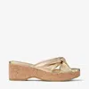 Jimmy Choo Avenue Metallic-leather Wedge Sandals In Silver