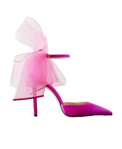 JIMMY CHOO AVERAGE 100 BOW SATIN HEELS 