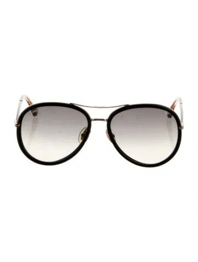 Pre-owned Jimmy Choo Aviator Mirrored Sunglasses In Black