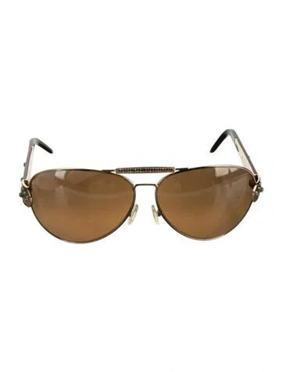 Pre-owned Jimmy Choo Aviator Tinted Sunglasses In Brown