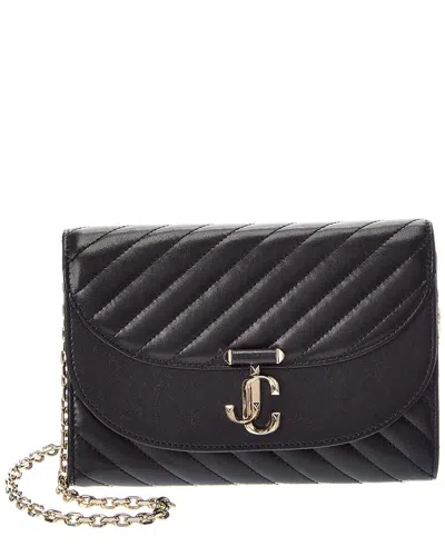 Jimmy Choo Avn Curve Leather Clutch In Black