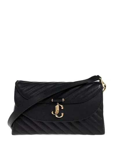 Jimmy Choo Avn Curve Leather Shoulder Bag In Black