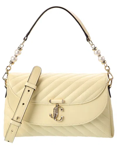 Jimmy Choo Avn Curve Top Handle Leather Shoulder Bag In Yellow