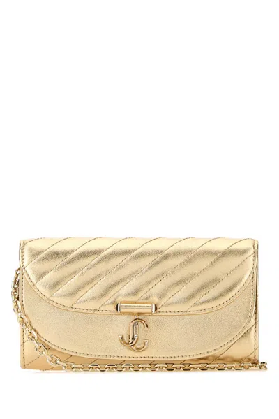 Jimmy Choo Avn Curve Wallet/chn In Gold