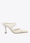 Jimmy Choo Avri 90 Embroidered Lace Mules In Ivory