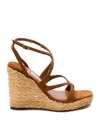 Jimmy Choo Ayla 85 Wedge Heel Espadrille Sandals In Beige