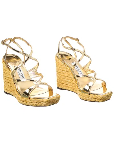 Jimmy Choo Ayla 110 Leather Wedge Sandal (authentic )