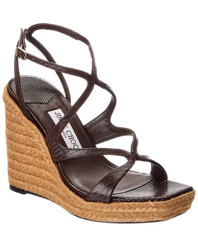 JIMMY CHOO AYLA 110 LIZARD-EMBOSSED LEATHER WEDGE SANDAL