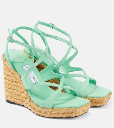 Jimmy Choo Ayla 110 Suede Espadrille Wedges In Green