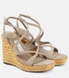 Jimmy Choo Ayla 110 Suede Espadrille Wedges In Grey