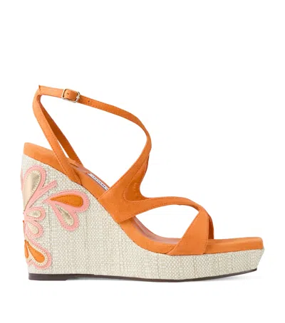 Jimmy Choo Ayla 110 Suede Wedge Sandals In Orange