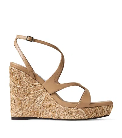 Jimmy Choo Ayla 110 Wedge Sandals In Brown
