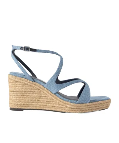 Jimmy Choo Ayla 85 Denim Platform Espadrilles In Blue