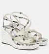 Jimmy Choo Ayla Embossed Wedge Espadrille Sandals In Nude