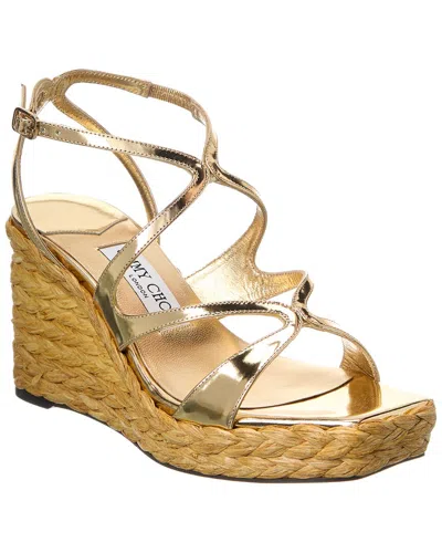JIMMY CHOO AYLA 85 LEATHER WEDGE SANDAL