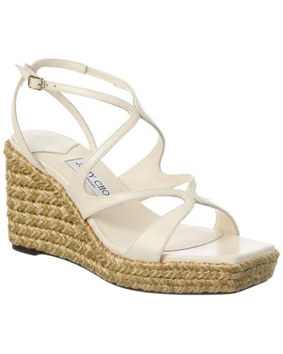 Jimmy Choo Ayla 85 Leather Wedge Sandal In White