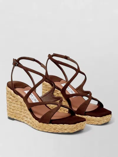Jimmy Choo Raffia Wedge Espadrilles In Multi