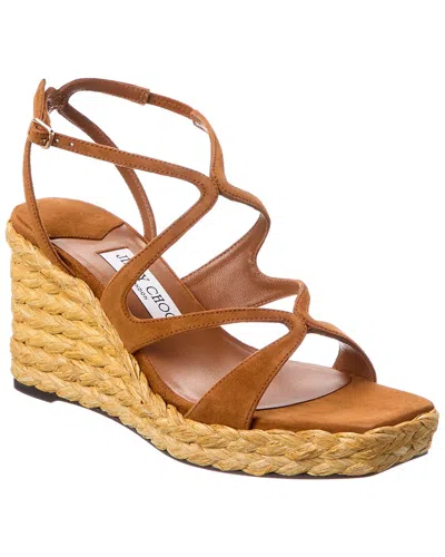 Jimmy Choo Ayla 85 Raffia Wedge Strappy Espadrilles In Multi
