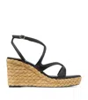 Jimmy Choo Ayla 85 Leather Platform Espadrilles In Black