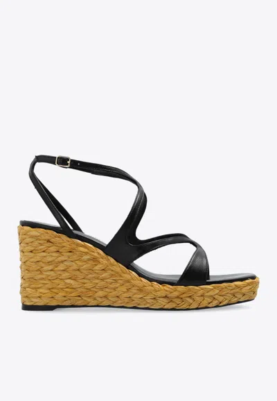 Jimmy Choo Ayla 85 Wedge Sandals In Black