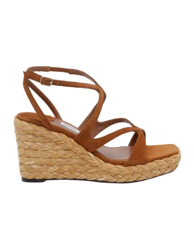 Jimmy Choo Ayla 85mm Wedge Sandals In Brown