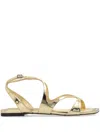 Jimmy Choo Ayla Metallic Leather Flat Sandals