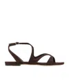 Jimmy Choo Ayla Brown Sandals With Square Toe And Ankle Buckle Closure In Suede Woman In Brown