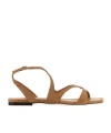 Jimmy Choo Ayla Flat Suede Leather Sandals In Brown