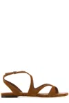 Jimmy Choo Ayla Flat Suede Leather Sandals In Beige O Tan