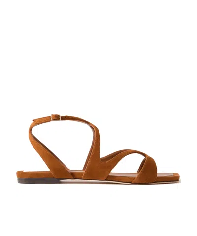 Jimmy Choo Ayla Flat Suede Leather Sandals In Brown