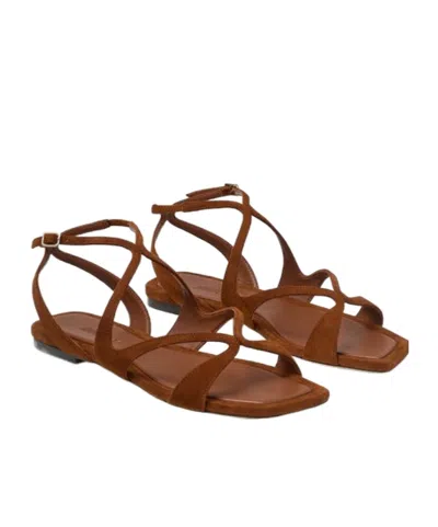 Jimmy Choo Ayla Flat Suede Leather Sandals In Brown