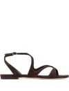 Jimmy Choo Ayla Brown Sandals With Square Toe And Ankle Buckle Closure In Suede Woman In Brown