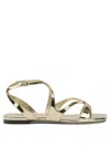 Jimmy Choo Ayla Flat Sandals Open Square Toe Metallic In Gold