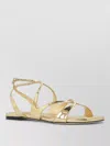Jimmy Choo Ayla Flat Sandals Open Square Toe Metallic In Gold