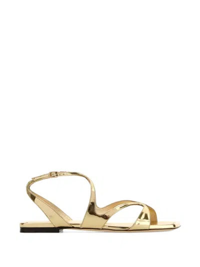 Jimmy Choo Ayla Metallic Leather Flat Sandals In Gold