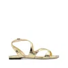 Jimmy Choo Ayla Flat Sandals Open Square Toe Metallic In Gold