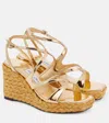 JIMMY CHOO AYLA METALLIC LEATHER ESPADRILLE WEDGES