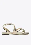 Jimmy Choo Ayla Metallic Leather Flat Sandals In Gold