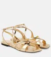 JIMMY CHOO AYLA METALLIC LEATHER SANDALS