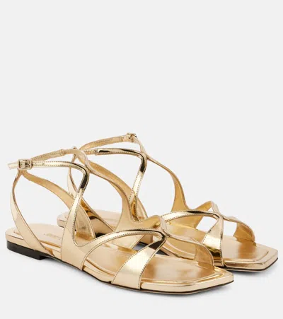 JIMMY CHOO AYLA METALLIC LEATHER SANDALS